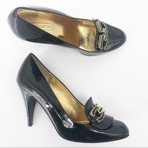 COACH Black Patent Leather Heels Stasia 7